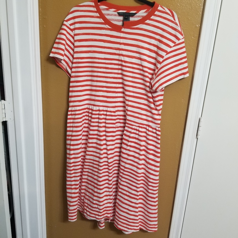 Short sleeve orange striped dress